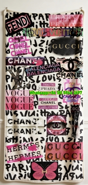 Fendi Luxury Fashion Brand Collage Flannel Sofa Throw Blanket IMG_9414